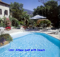liner pool with beach