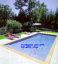 rectangular pool with full width steps
