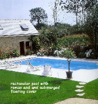 rectangular roman end pool with submerged cover